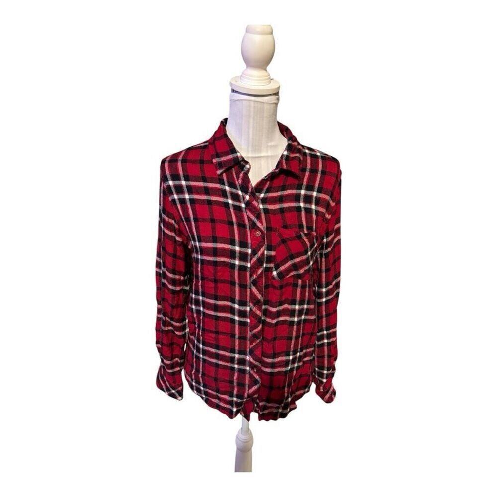 Peyton Jenson Red Plaid Button Down Size S - image 1